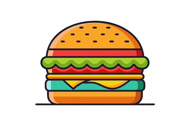 Vector de silueta de color limpio de la hamburguesa L
