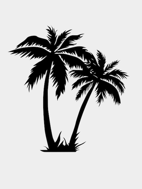 Vector de silueta de color negro del árbol de coco