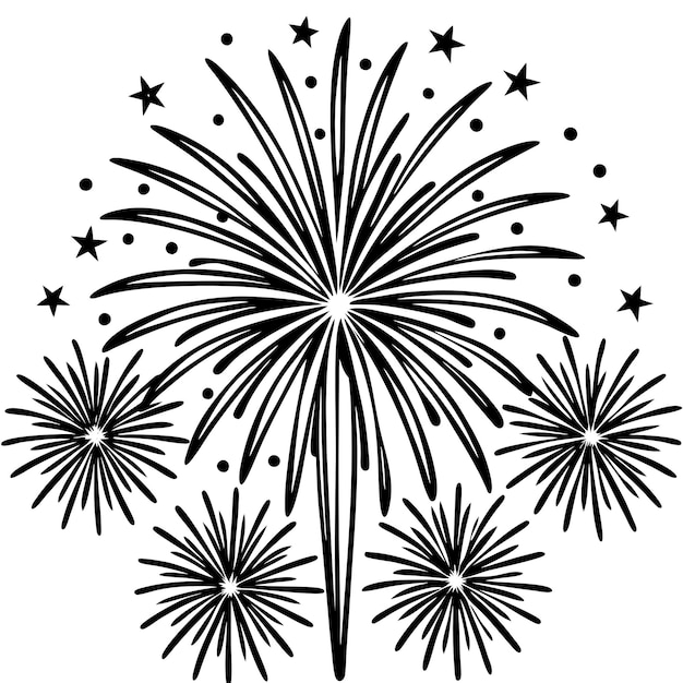 Vector de silueta para colorear el contorno de los fuegos artificiales