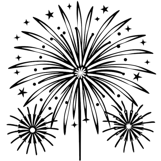 Vector de silueta para colorear el contorno de los fuegos artificiales