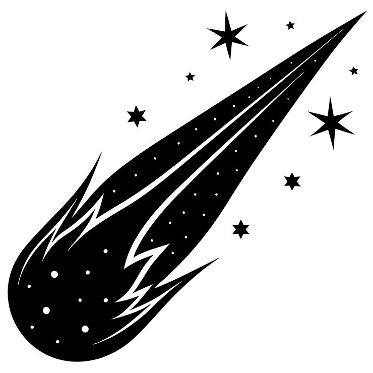 Vector vector de silueta de cometa para diseños espaciales y astronómicos celestes