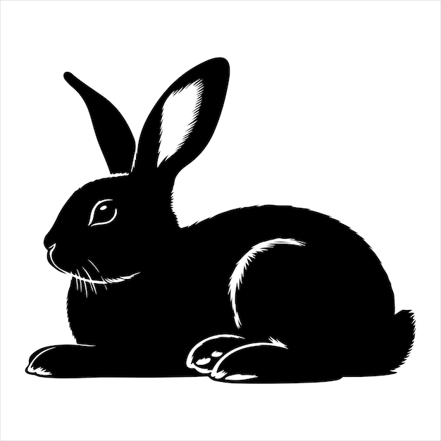 Vector de silueta de un conejo de pie sobre un fondo blanco