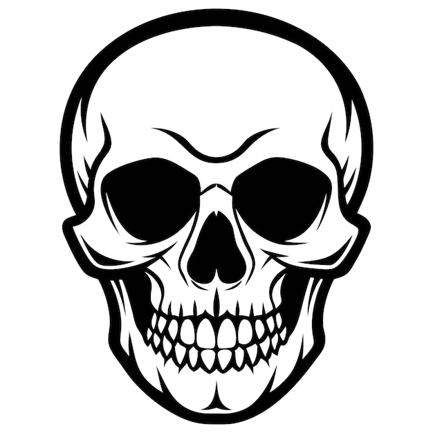 Vector de silueta del cráneo humano negro