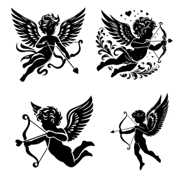 Vector de silueta de Cupido Conjunto de ilustraciones