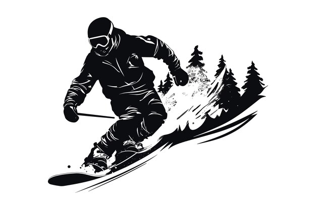 Vector de silueta de los deportes de hielo y nieve de invierno
