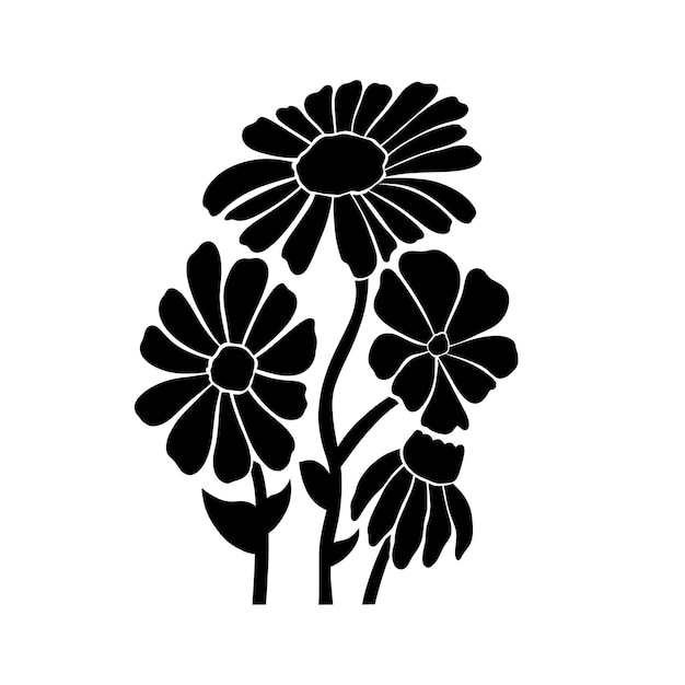 Vector de silueta de dibujos modernos florales