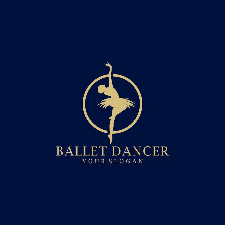 Vector de silueta de diseño de logotipo de bailarina de ballet