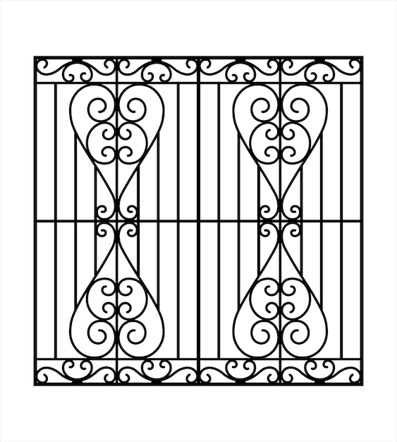 Vector de silueta del diseño de la parrilla de la ventana de hierro
