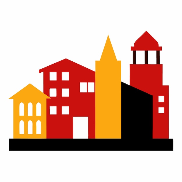 Vector de silueta de edificios sobre un fondo blanco