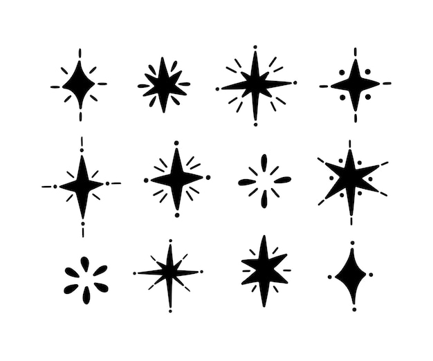 Vector de silueta de estrellas dibujadas a mano