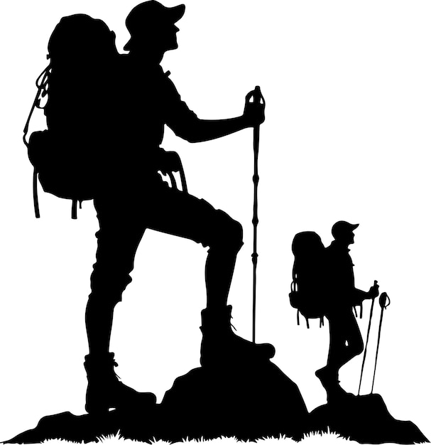 Vector de la silueta del excursionista