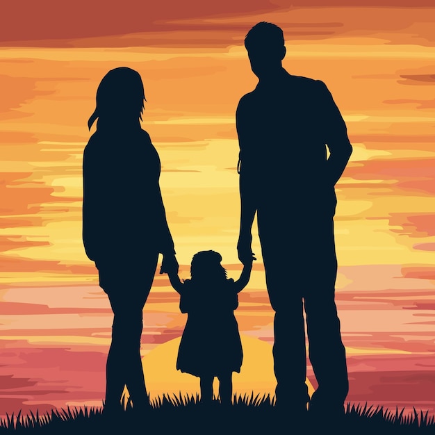 Vector de silueta de la familia