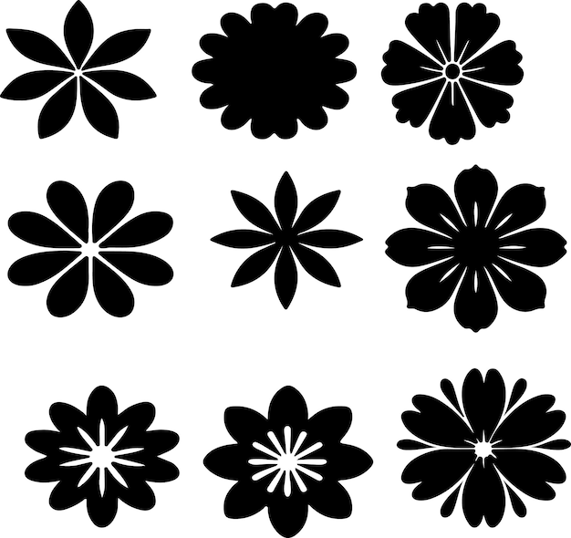 Vector de silueta de flor con fondo blanco