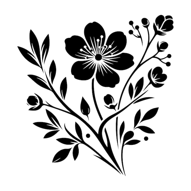 Vector de silueta de la flor Una ilustración de la silueta de primavera de la flor