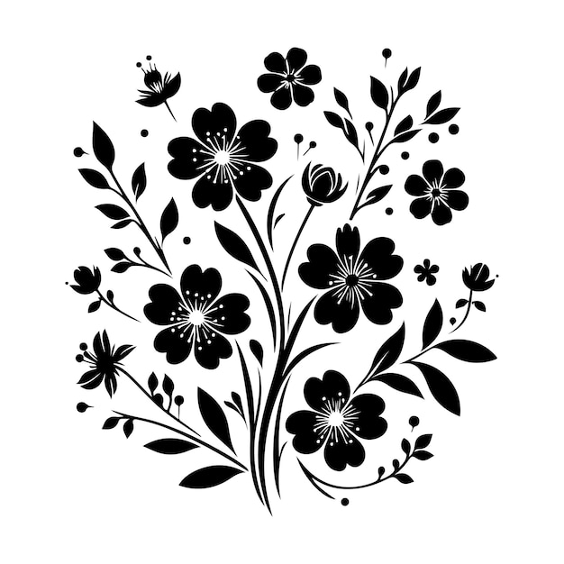 Vector de silueta de la flor Una ilustración de la silueta de primavera de la flor