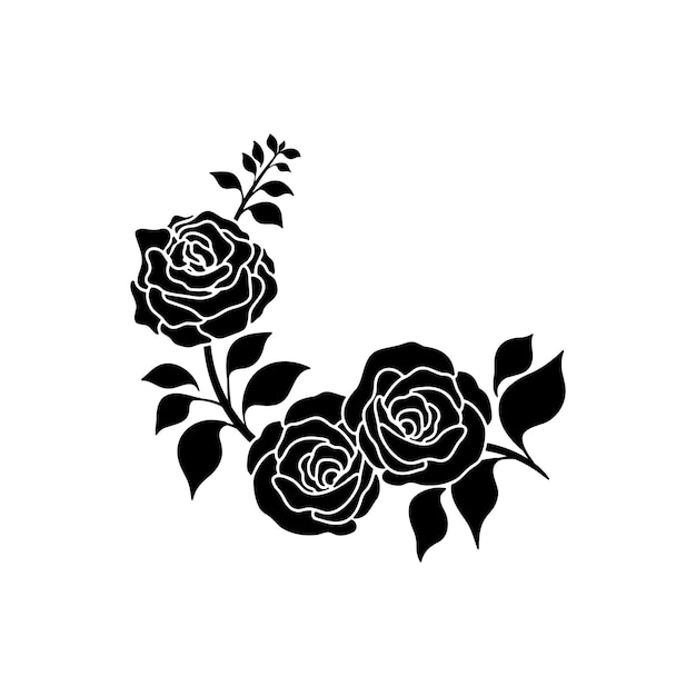 Vector de silueta de flor de rosa dibujado a mano