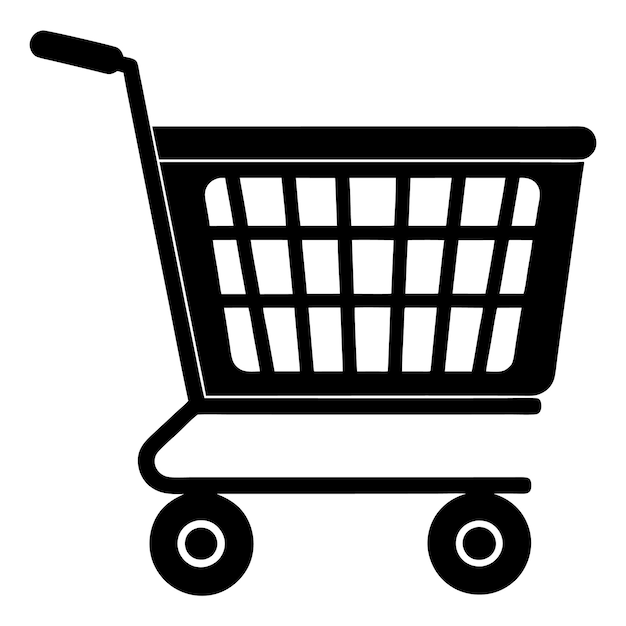 Vector de silueta de gato de compras arte en blanco y negro