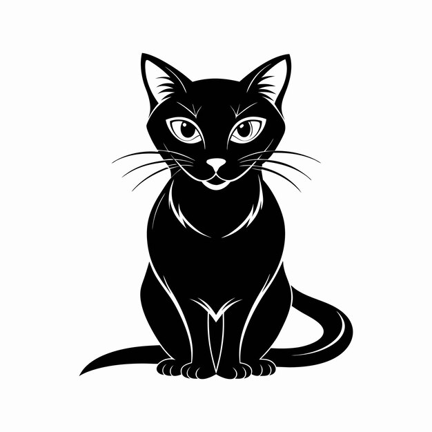 Vector de silueta de gato con fondo blanco