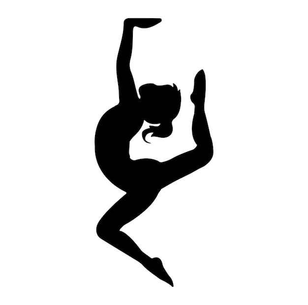 Vector de silueta de gimnasia y diseño plano para gimnasia