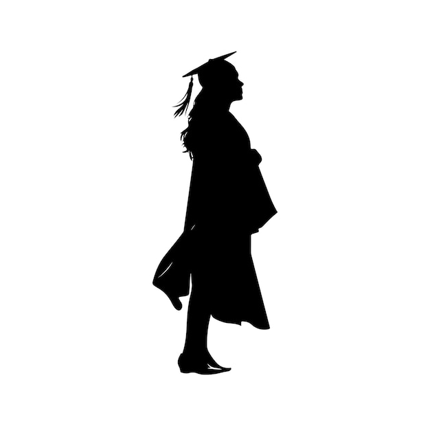 Vector de silueta de graduación sobre fondo blanco