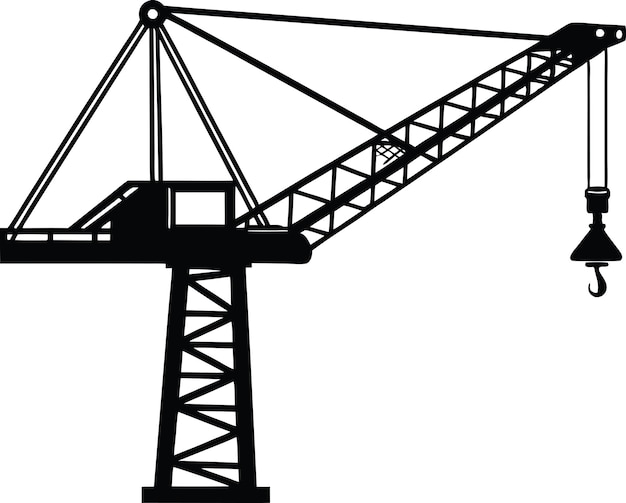 Vector de silueta de la grúa de construcción icono de la grua de construcción
