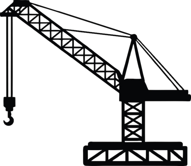 Vector de silueta de la grúa de construcción icono de la grua de construcción