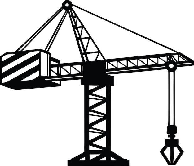 Vector de silueta de la grúa de construcción icono de la grua de construcción