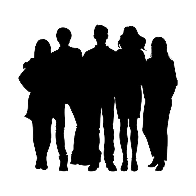Vector de silueta del grupo de amigos