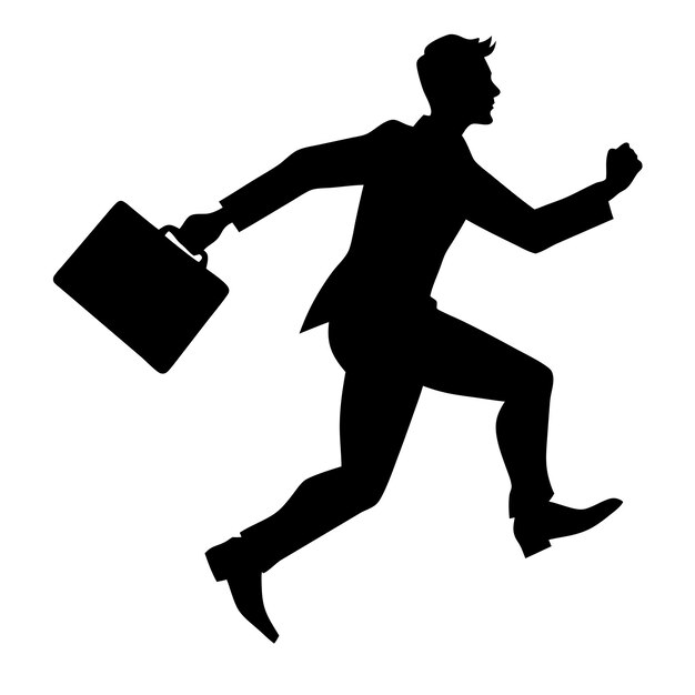 Vector silueta de hombre corriendo con maletín 20