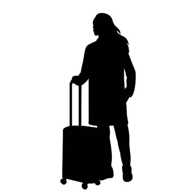Vector de silueta del hombre con la maleta