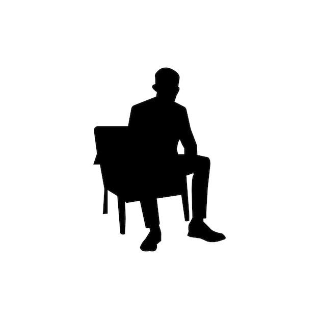Vector silueta hombre de pie color negro aislado sobre fondo blanco.