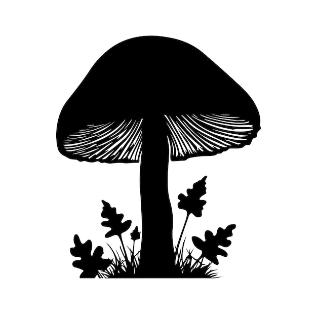 Vector de silueta de hongo sobre fondo blanco