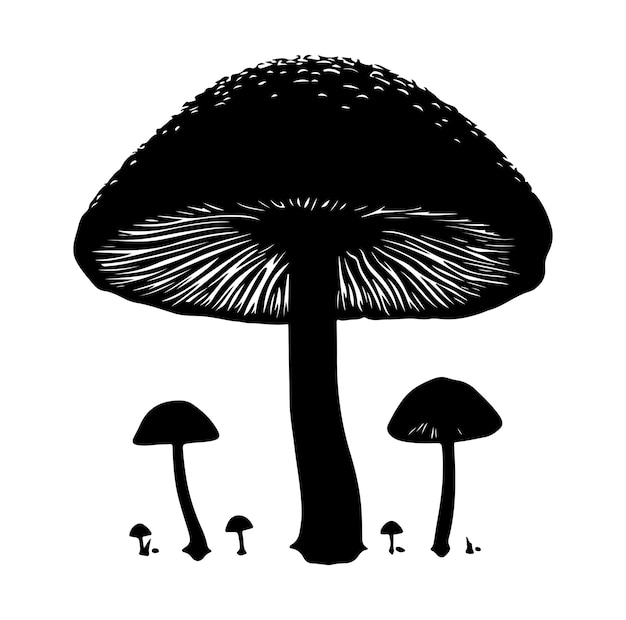 Vector de silueta de hongo sobre fondo blanco