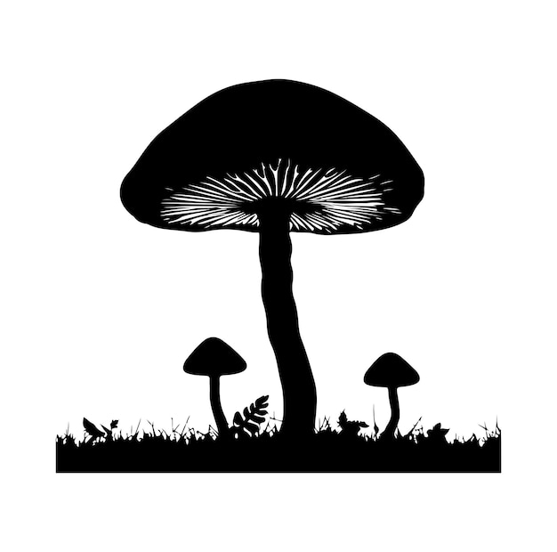 Vector de silueta de hongo sobre fondo blanco