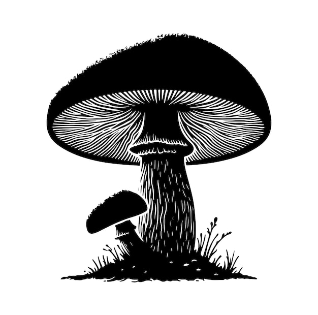 Vector de silueta de hongo sobre un fondo blanco