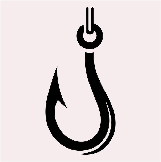 Vector de silueta del icono del gancho de pesca sobre un fondo blanco