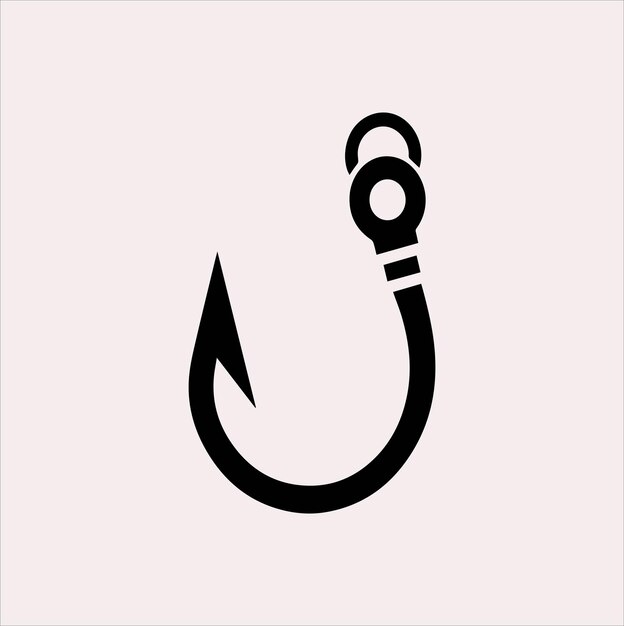 Vector de silueta del icono del gancho de pesca sobre un fondo blanco