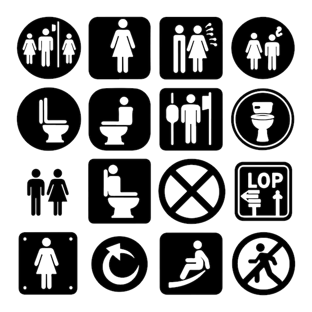 Vector de silueta del icono del letrero del baño Ilustración del símbolo del baño