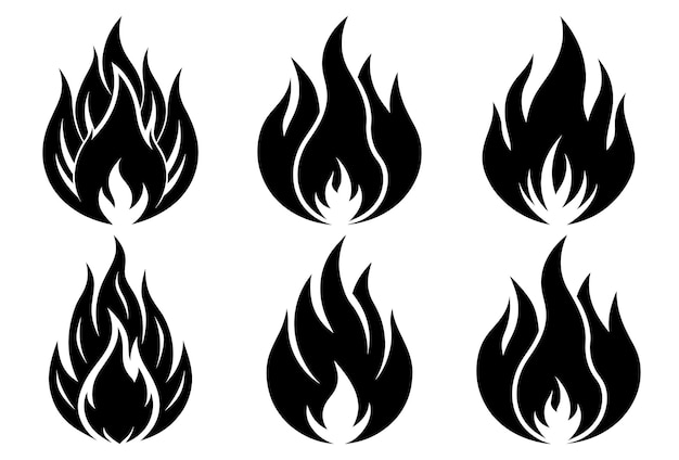 Vector de silueta del ícono de la llama de fuego