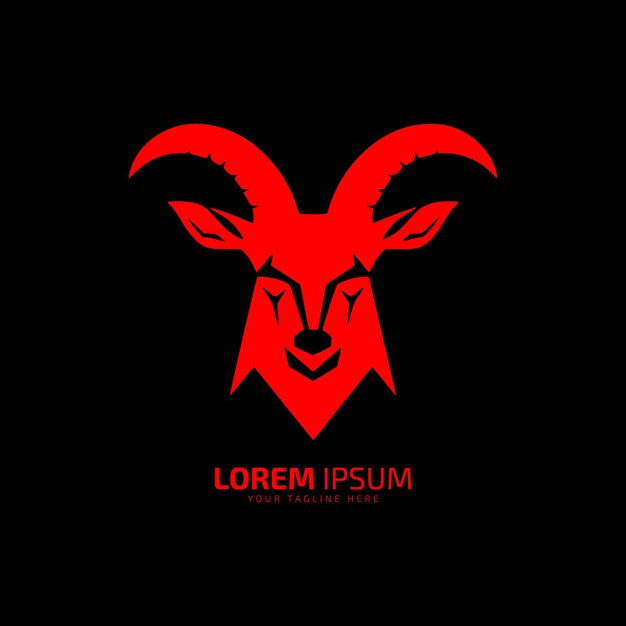 vector de silueta de icono de logotipo de cabra o diablo mínimo y abstracto sobre fondo oscuro