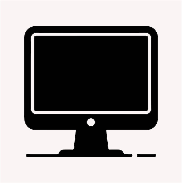 Vector de silueta del icono del monitor en un fondo blanco