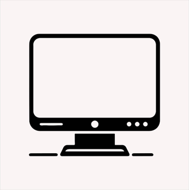 Vector de silueta del icono del monitor en un fondo blanco
