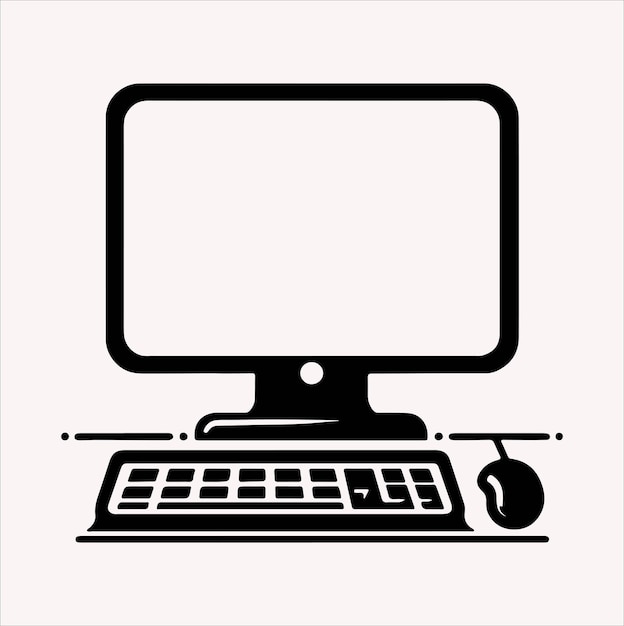 Vector de silueta del icono del monitor en un fondo blanco
