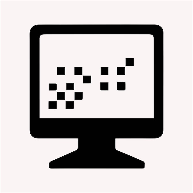 Vector de silueta del icono del monitor en fondo blanco