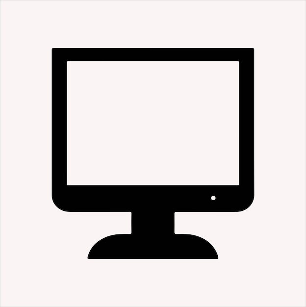 Vector de silueta del icono del monitor en fondo blanco