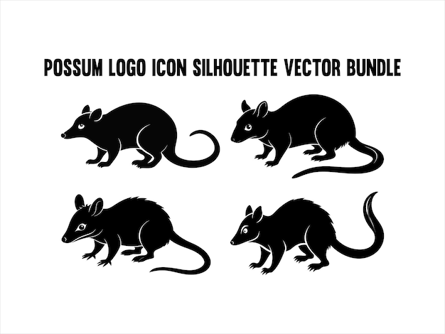 Vector de silueta del icono de Possum El conjunto de la ilustración de Possum