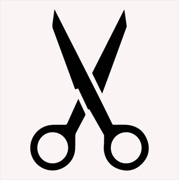 Vector de silueta del icono de las tijeras en fondo blanco