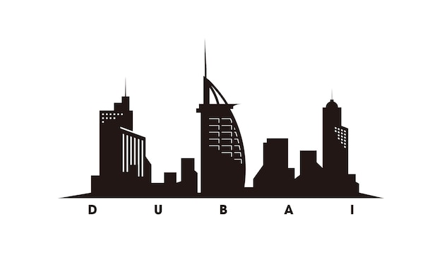 Vector de silueta de ilustración de horizonte de Dubai