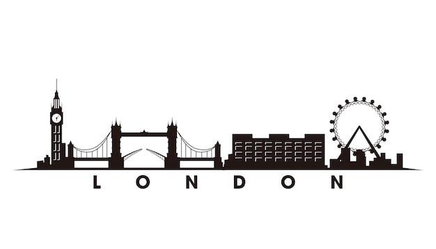 Vector de silueta de ilustración de horizonte de Londres