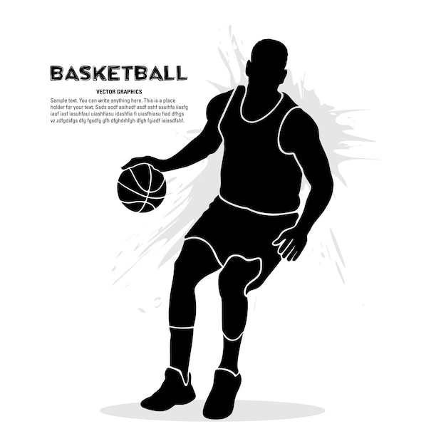 Vector vector de silueta de jugador de baloncesto masculino